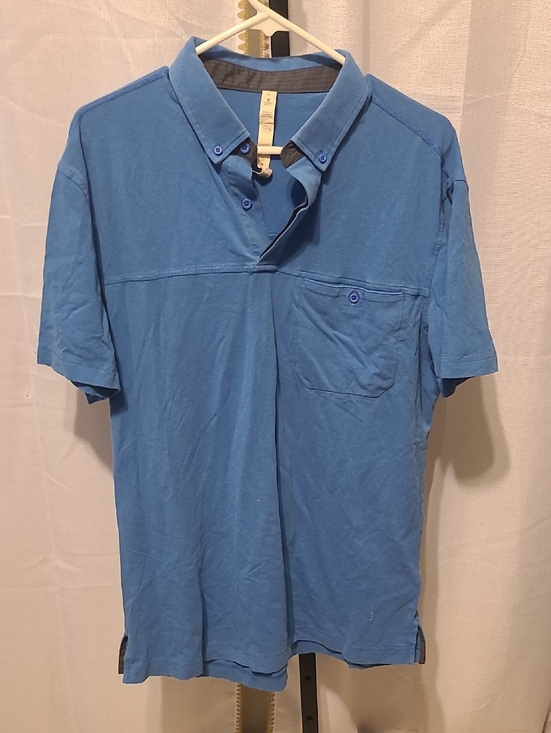 lululemon athletica Other - Lululemon Short Sleeve Pockets Polo Shirt Mens Size Xl Blue